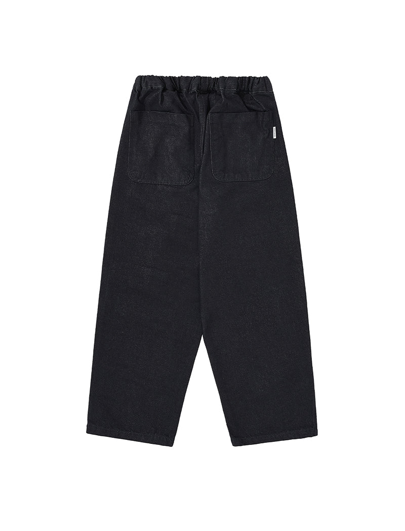 Kappy Two Tuck Wide Denim Pants Deep Indigo - pam pam