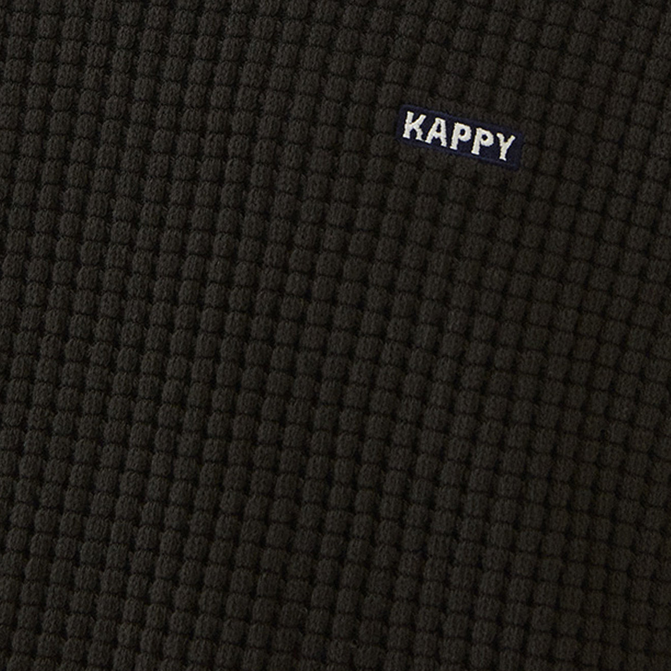 Kappy Waffle Button Hoodie Black - pam pam
