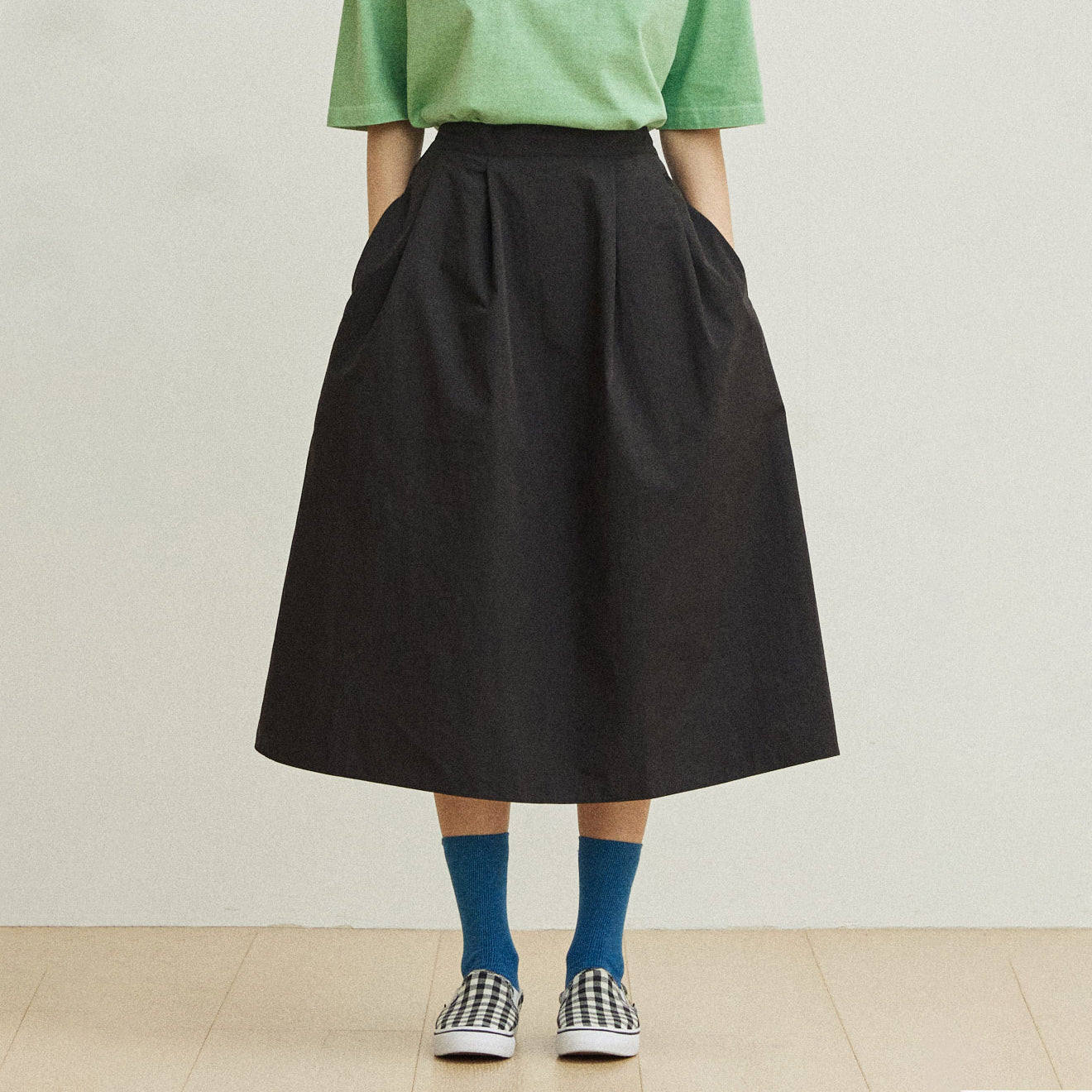 Kappy Womens Flare Banding Skirt Black - pam pam