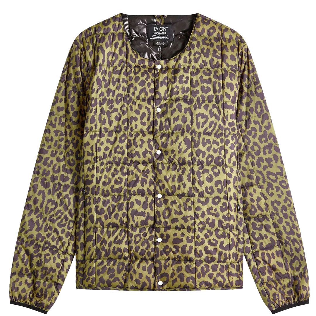 Taion Womens Crew Neck Button Down Jacket Leopard - pam pam