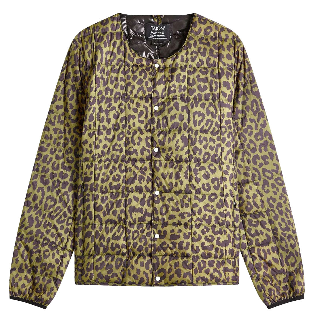 Taion Womens Crew Neck Button Down Jacket Leopard - pam pam