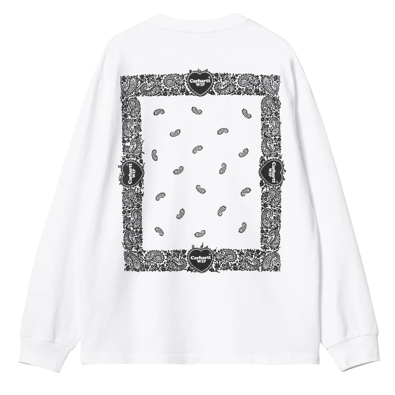 Carhartt WIP Womens L/S Paisley Shirt White / Black Stone Washed - pam pam