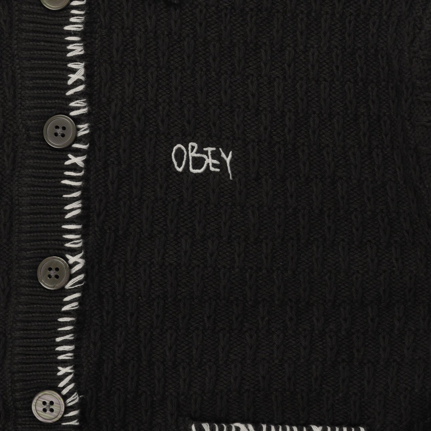 Obey Womens Amelie Button Down Sweater Off Black