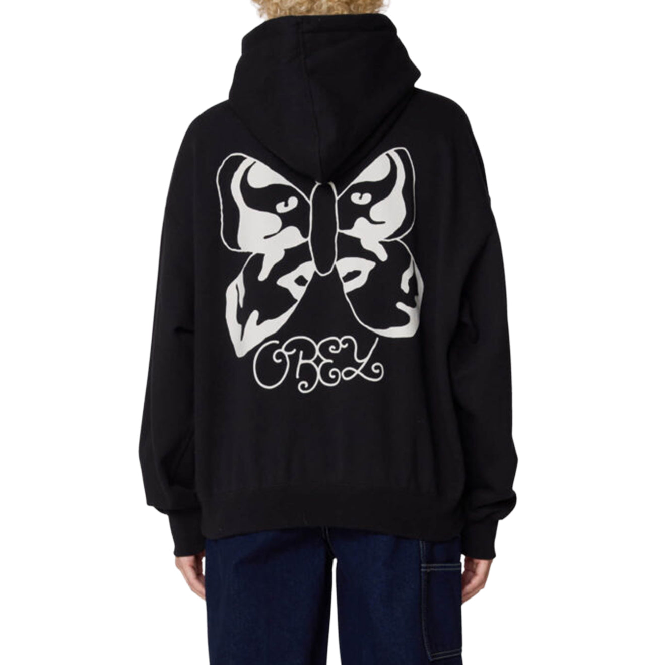 Obey Womens Butterfly Baggy Relaxed Hood Digital Black