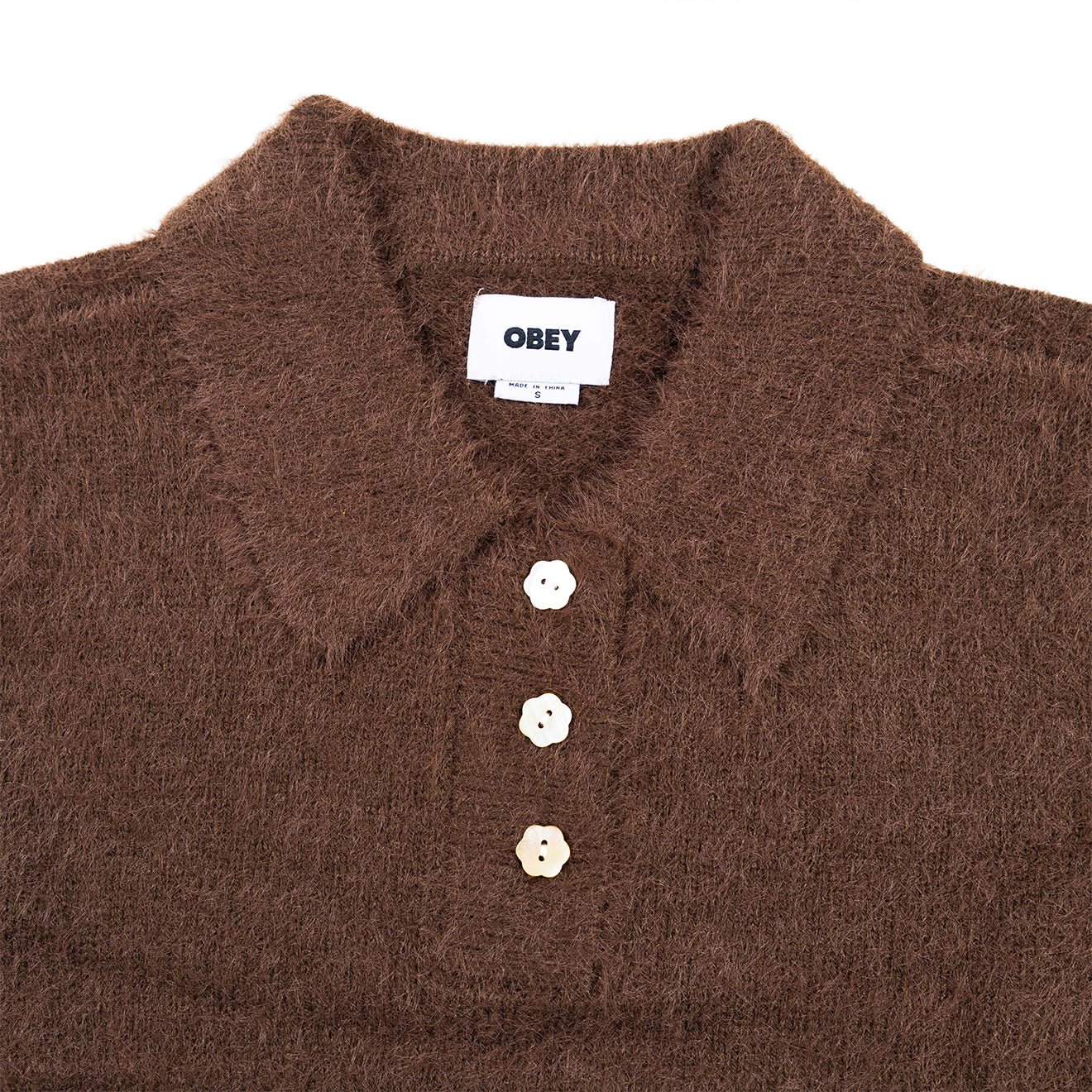 Obey Womens Esme Polo Sweater Chocolate - pam pam