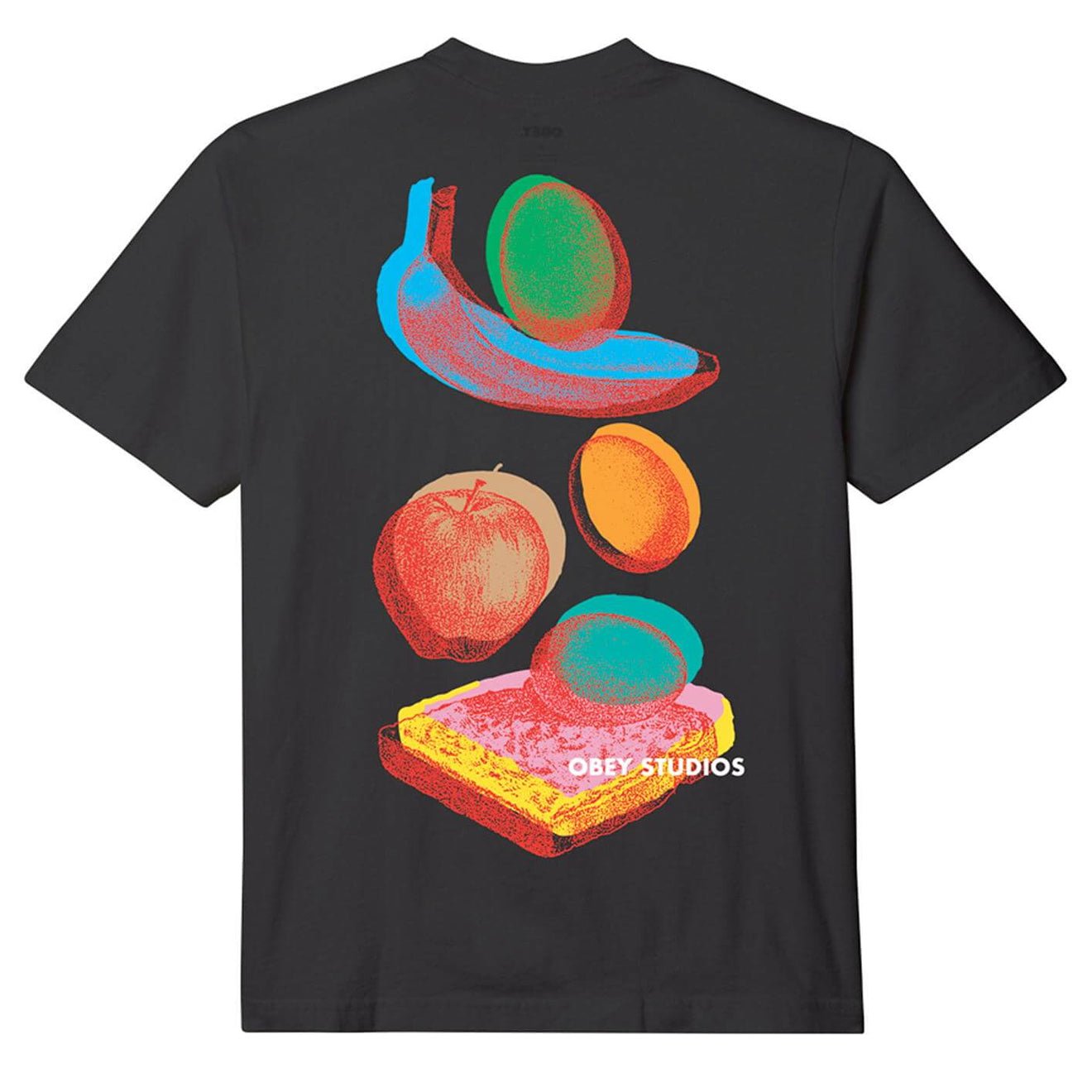 Obey Womens Falling Fruit Tee Pigment Digital Black - pam pam