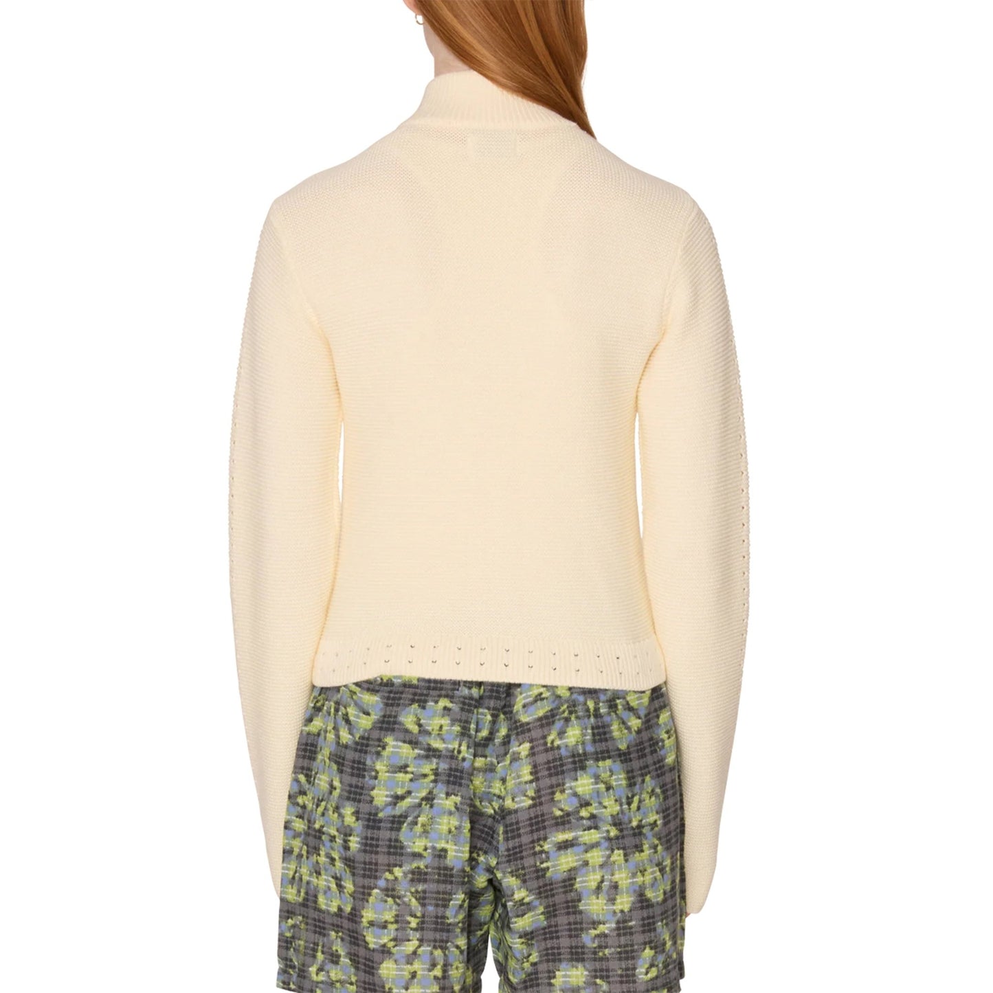 Obey Womens Meredith Mock Zip Sweater Bone