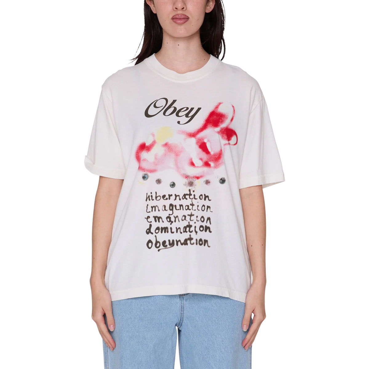 Obey Womens Nation T-Shirt Chalk White