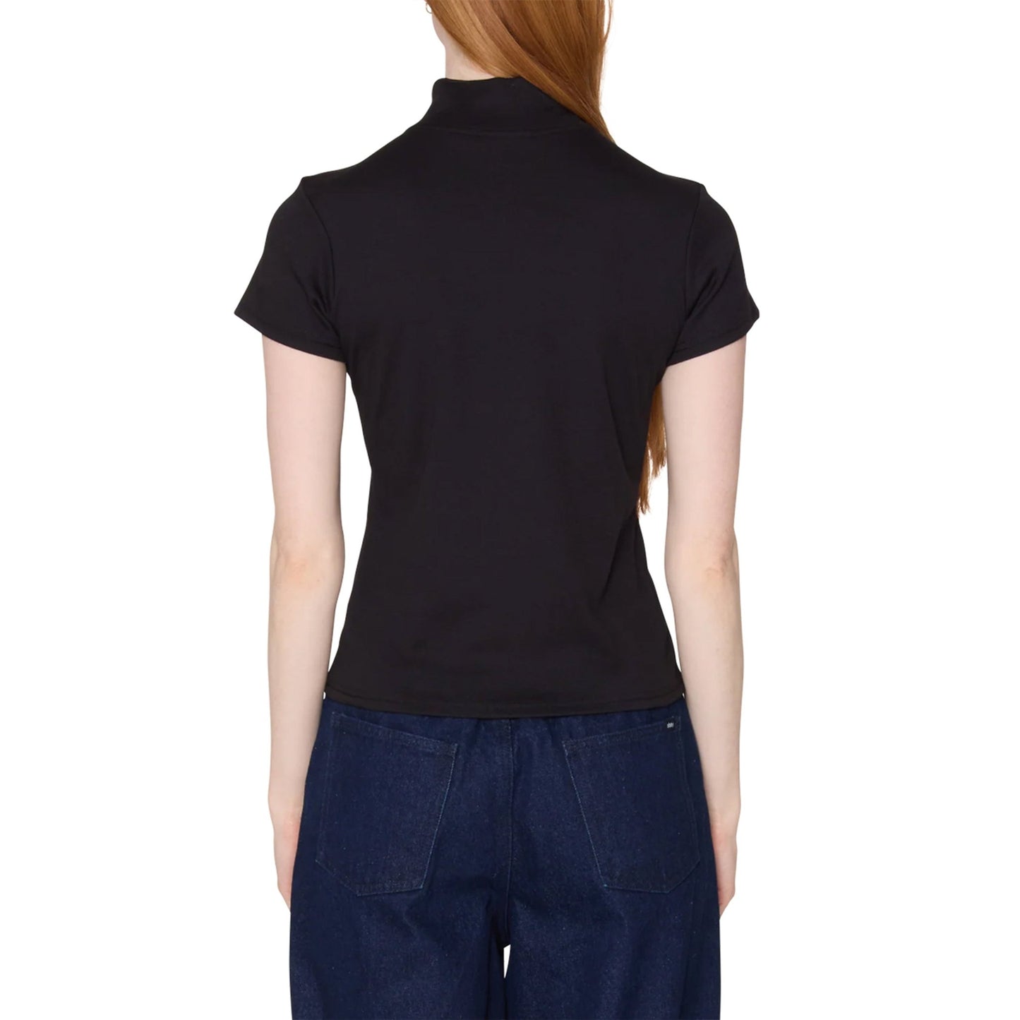 Obey Womens Relay Mock Neck S/S T-Shirt Black
