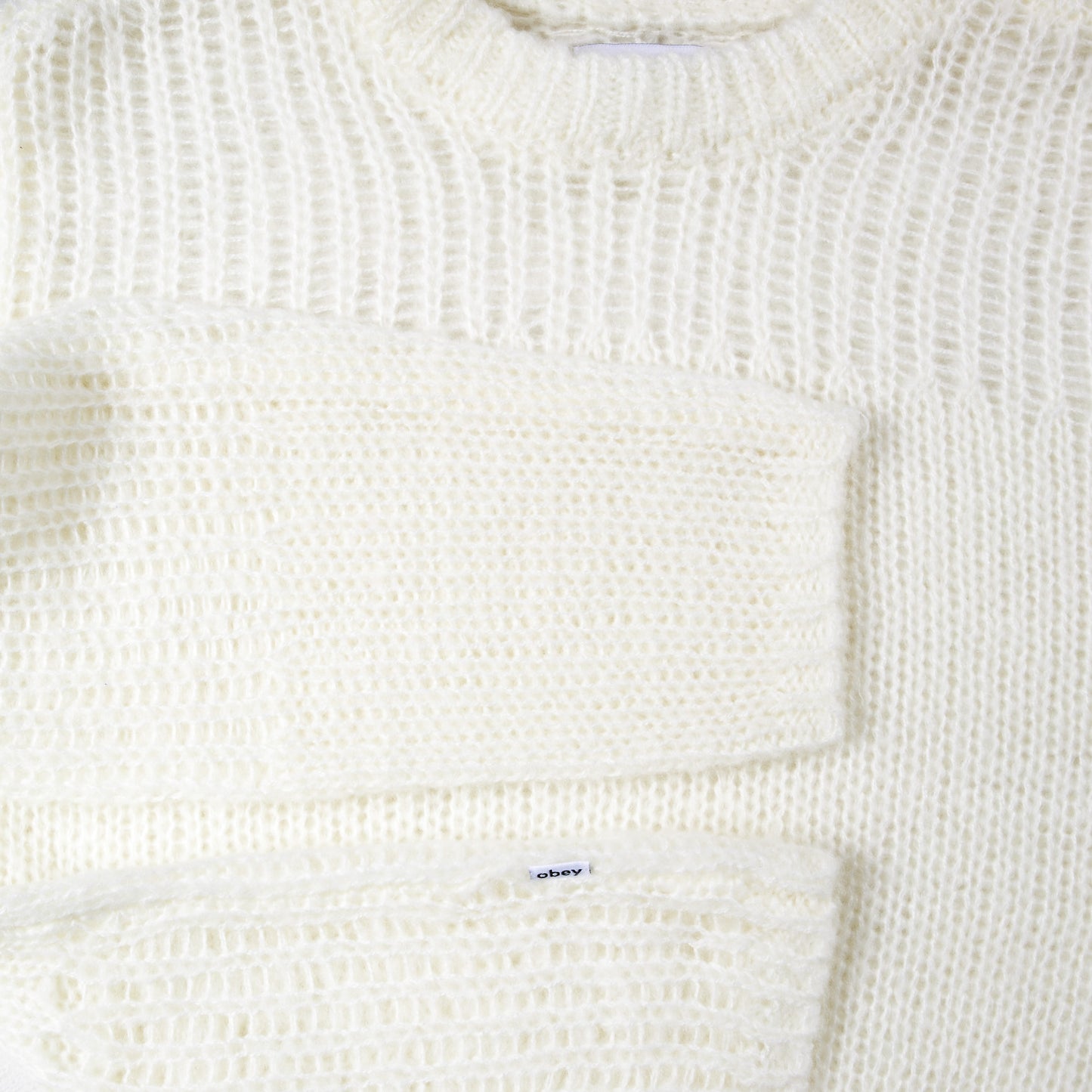 Obey Womens Trivia Open Knit Sweater Cream - pam pam