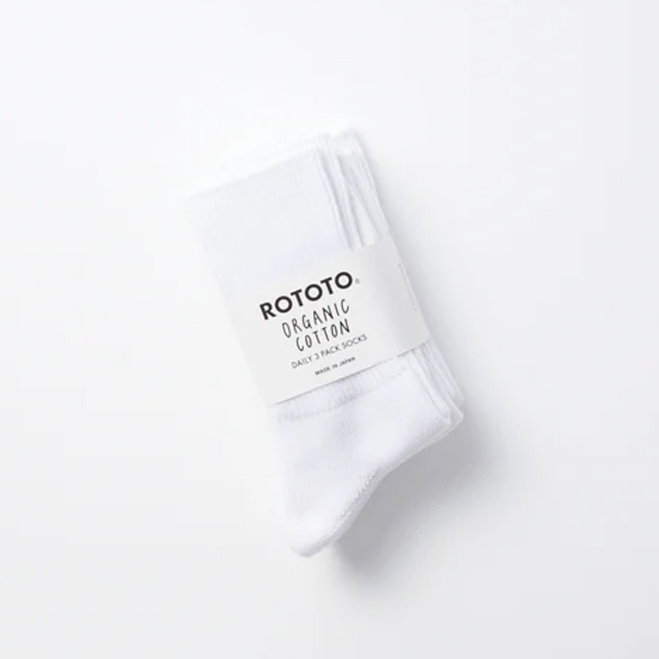 ROTOTO Organic Daily 3 Pack Ribbed Crew Socks White - pam pam