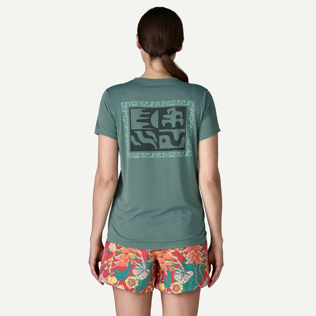 Patagonia Womens Cap Cool Daily Shirt Mother Rays Blue Sage Light Blue Sage X - Dye