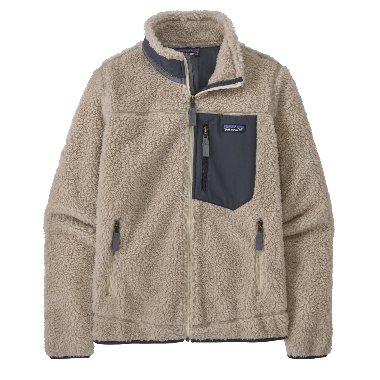 Patagonia Womens Classic Retro-X Jacket Natural / Smolder Blue - pam pam