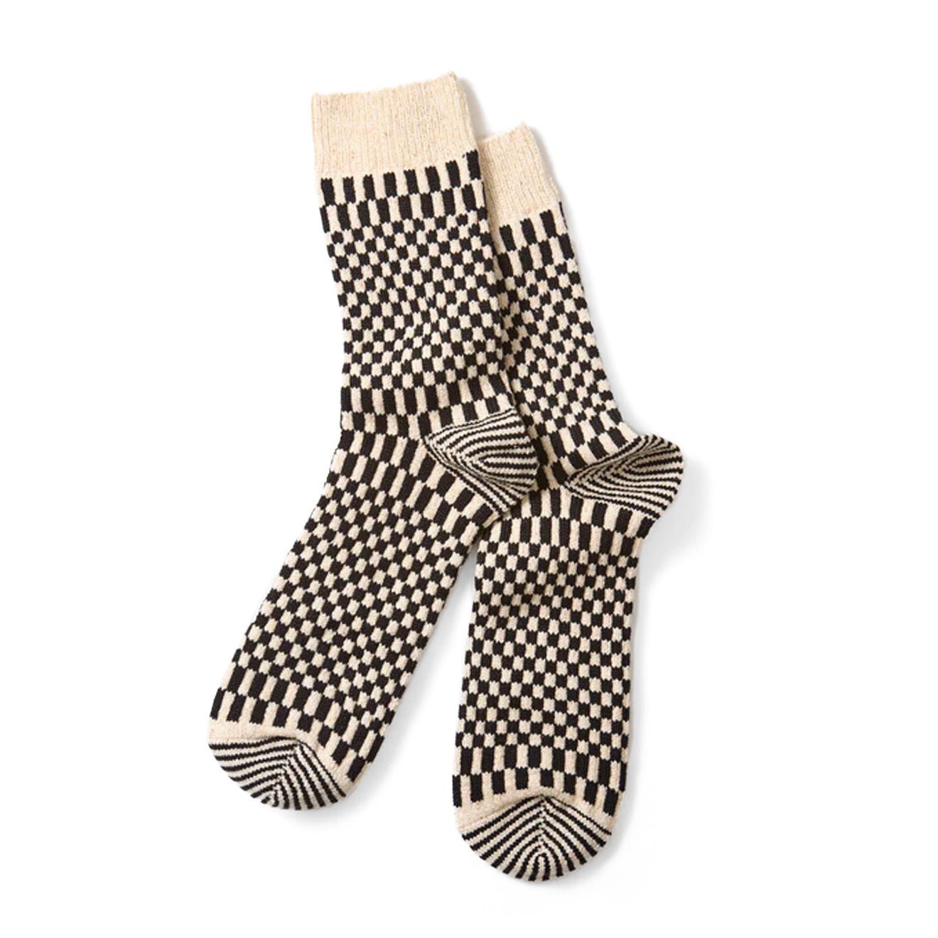 ROTOTO Checkerboard Pattern Socks Black - pam pam