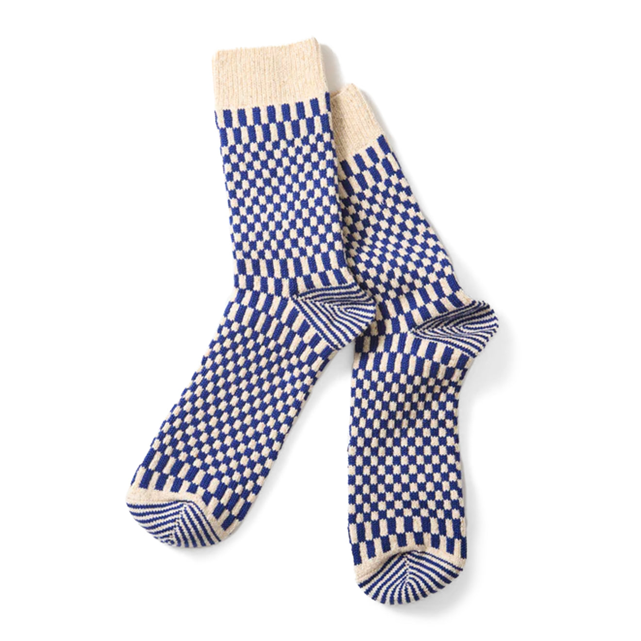 ROTOTO Checkerboard Pattern Socks Blue - pam pam