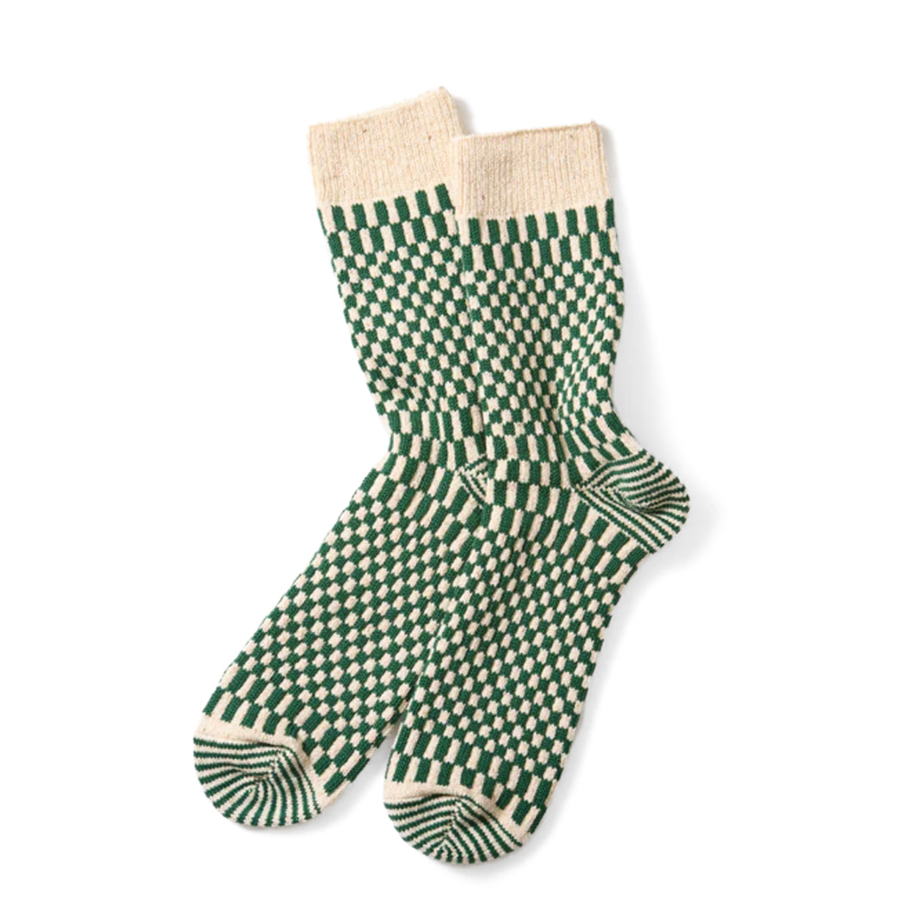 ROTOTO Checkerboard Pattern Socks Green - pam pam