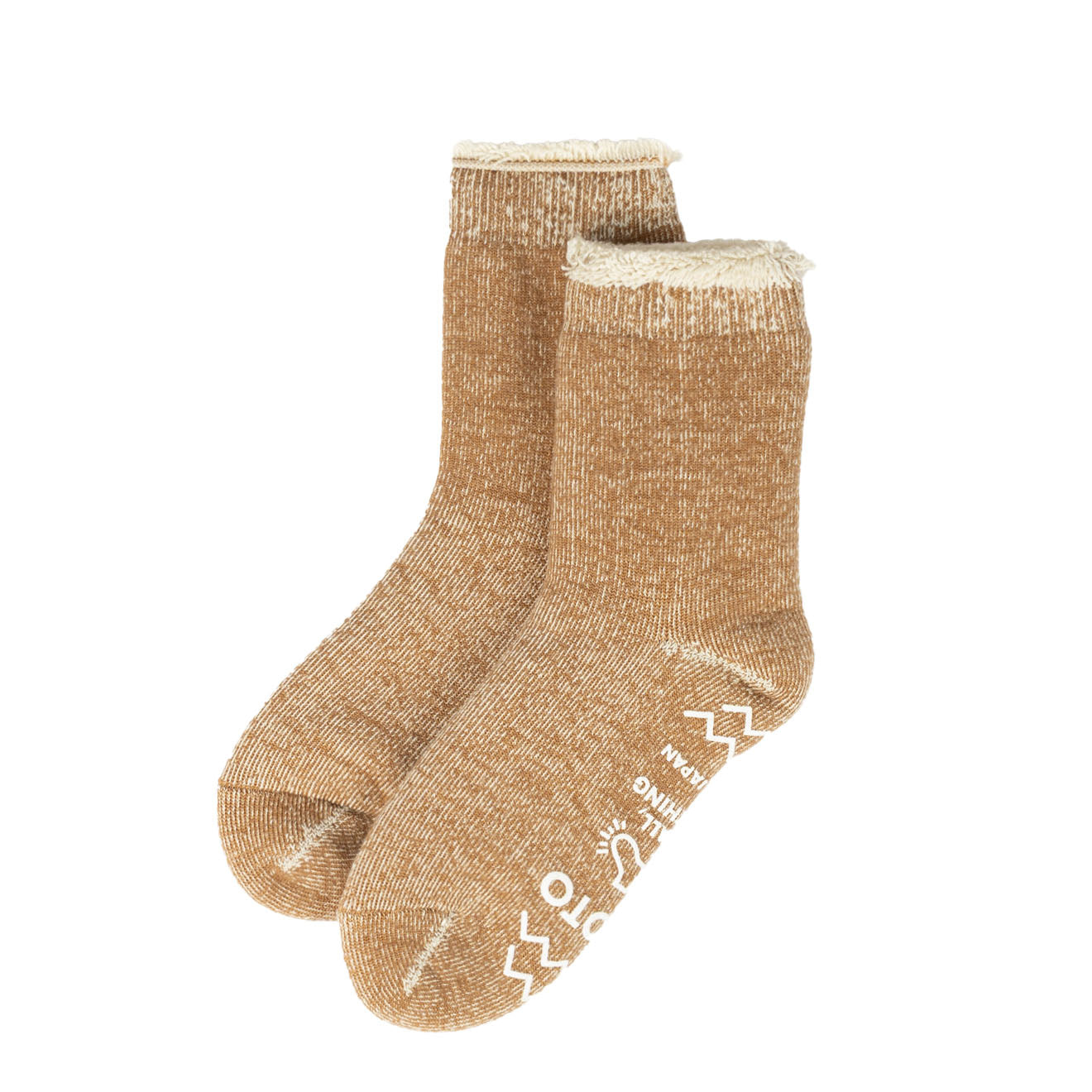 ROTOTO Double Face Room Socks Shaggy Pile Tan - pam pam