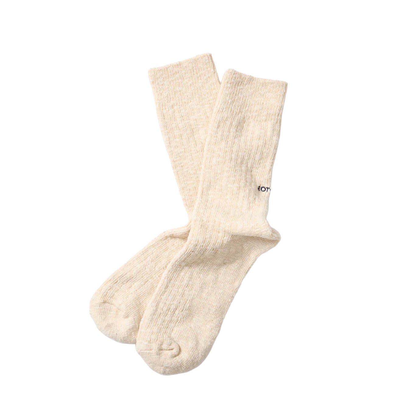 ROTOTO Organic Cotton Slub Crew Socks Ecru - pam pam