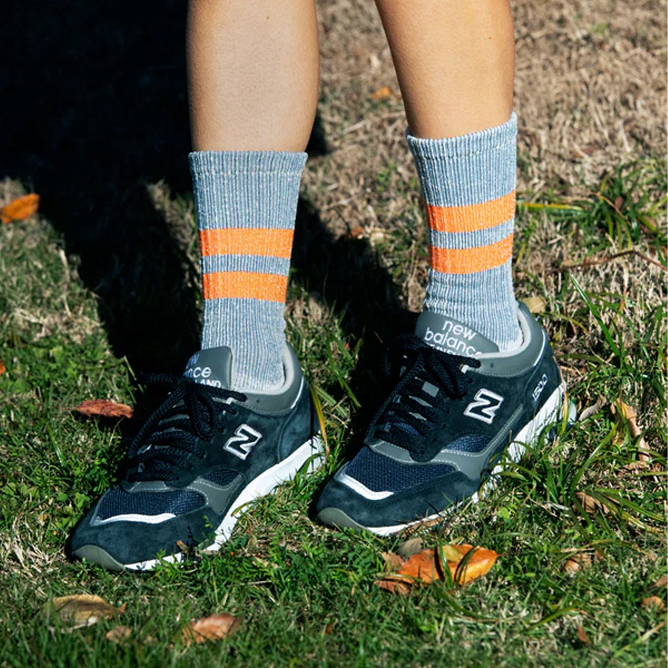 ROTOTO Pile Stripe Marl Socks Navy / Sea Green - pam pam