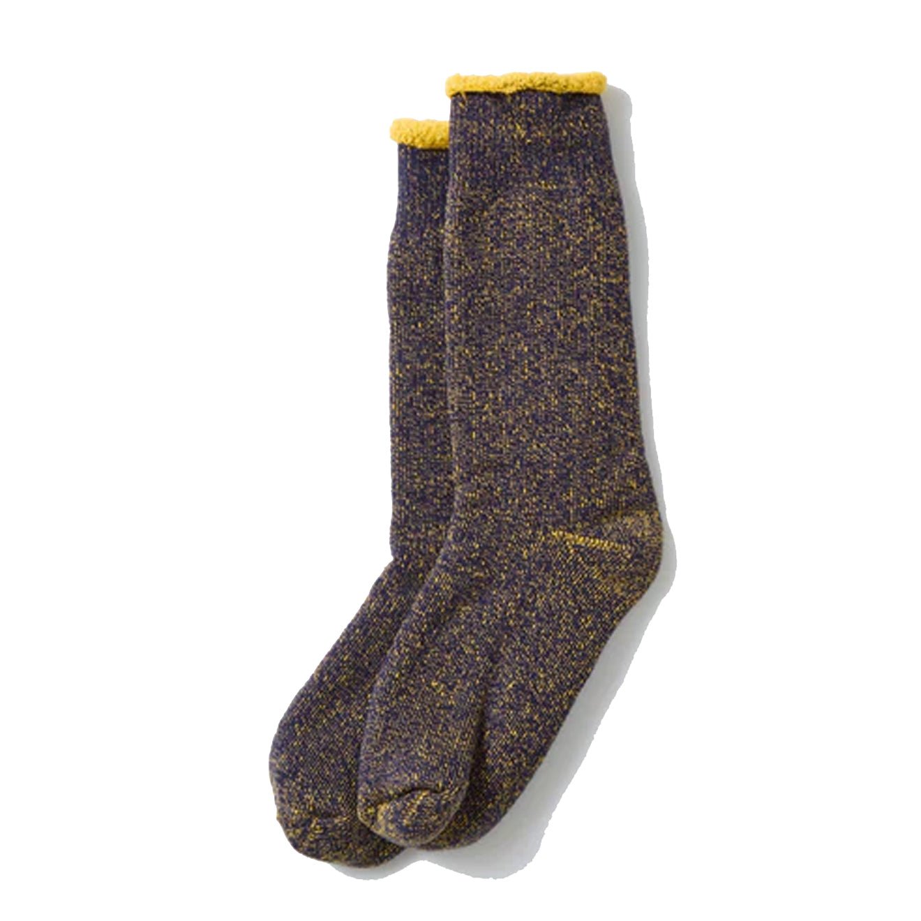 ROTOTO Reversible Pile Socks Navy / Yellow - pam pam