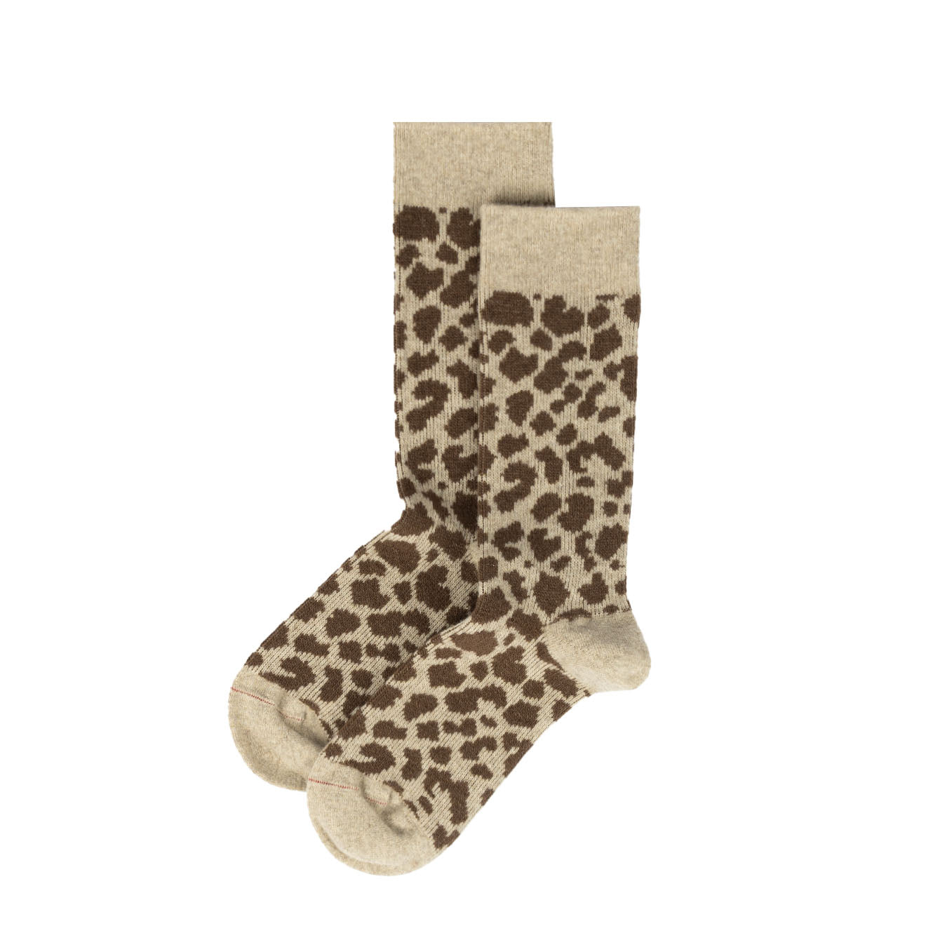 ROTOTO Womens Leopard Pattern Merino Socks Light Beige / Brown - pam pam