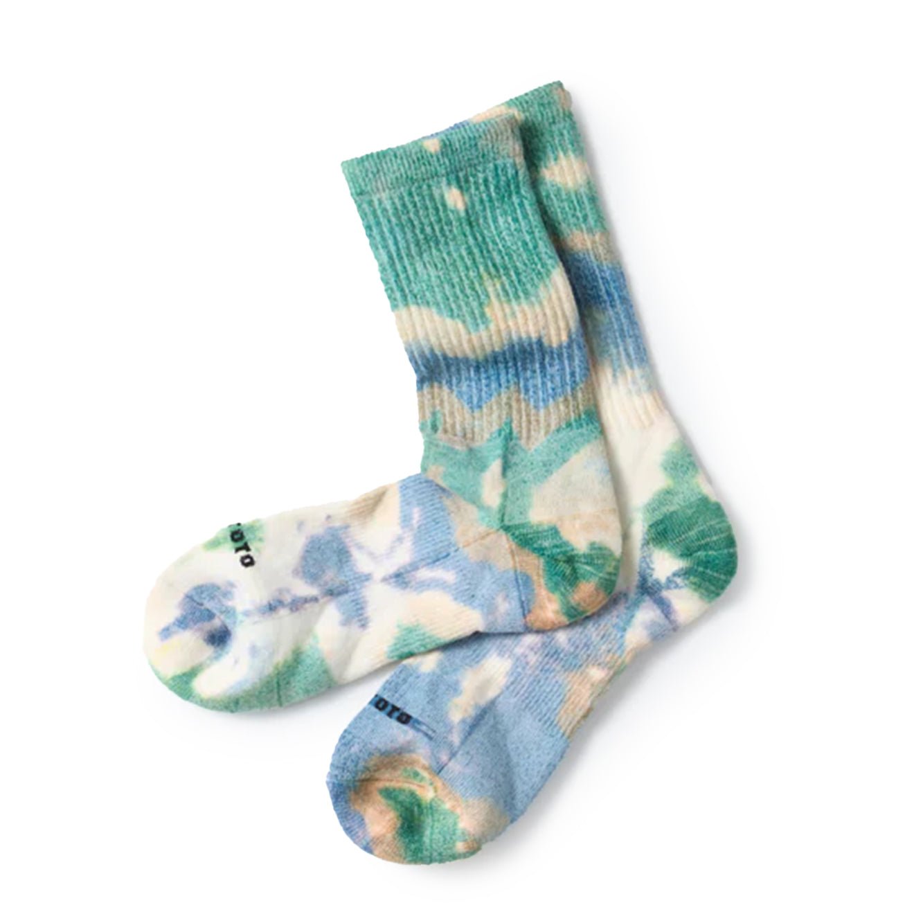 Rototo Allrounder Merino Crew Tie Dye Socks Green / Blue - pam pam