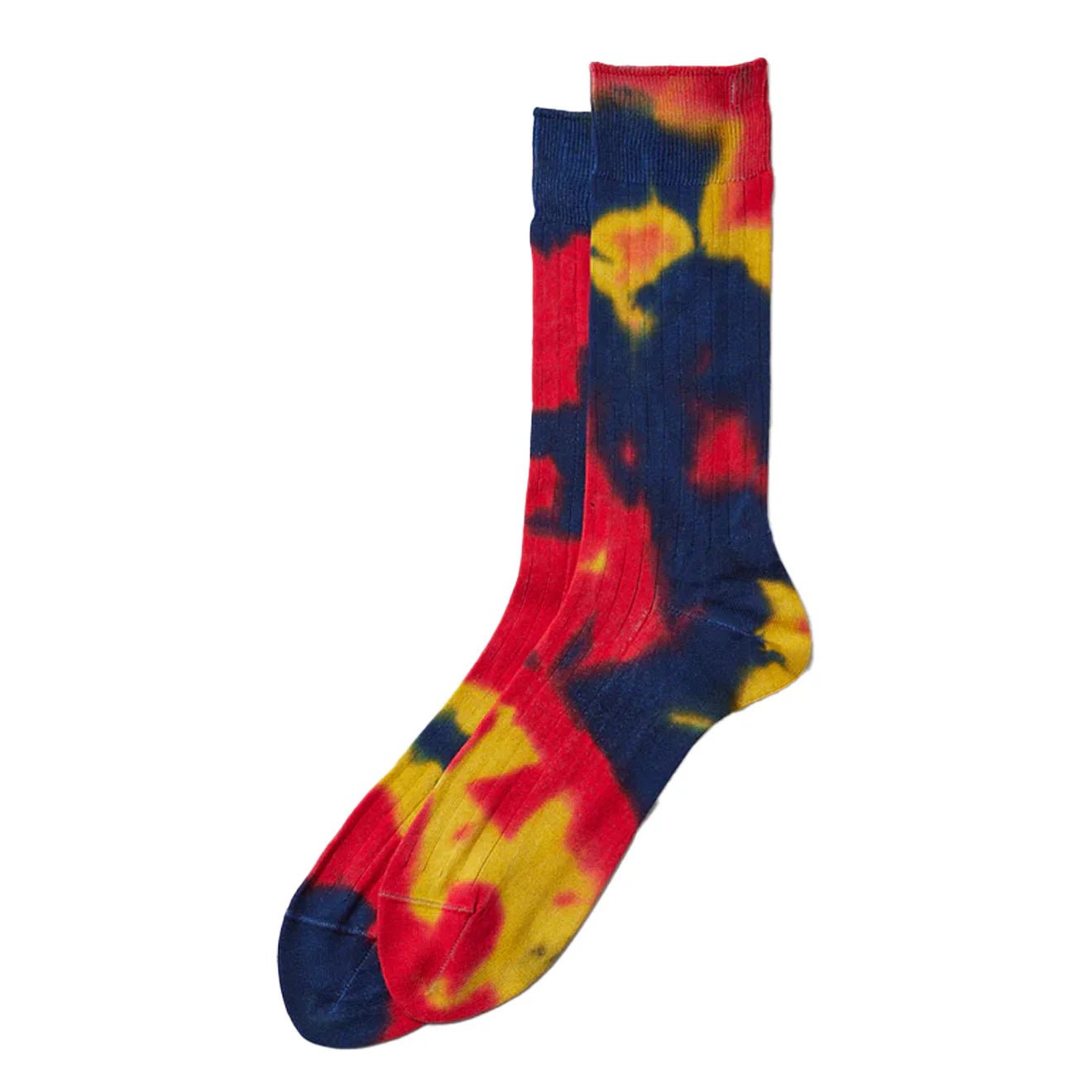 Rototo Chunky Ribbed Crew Socks Tie Red / Blue - pam pam