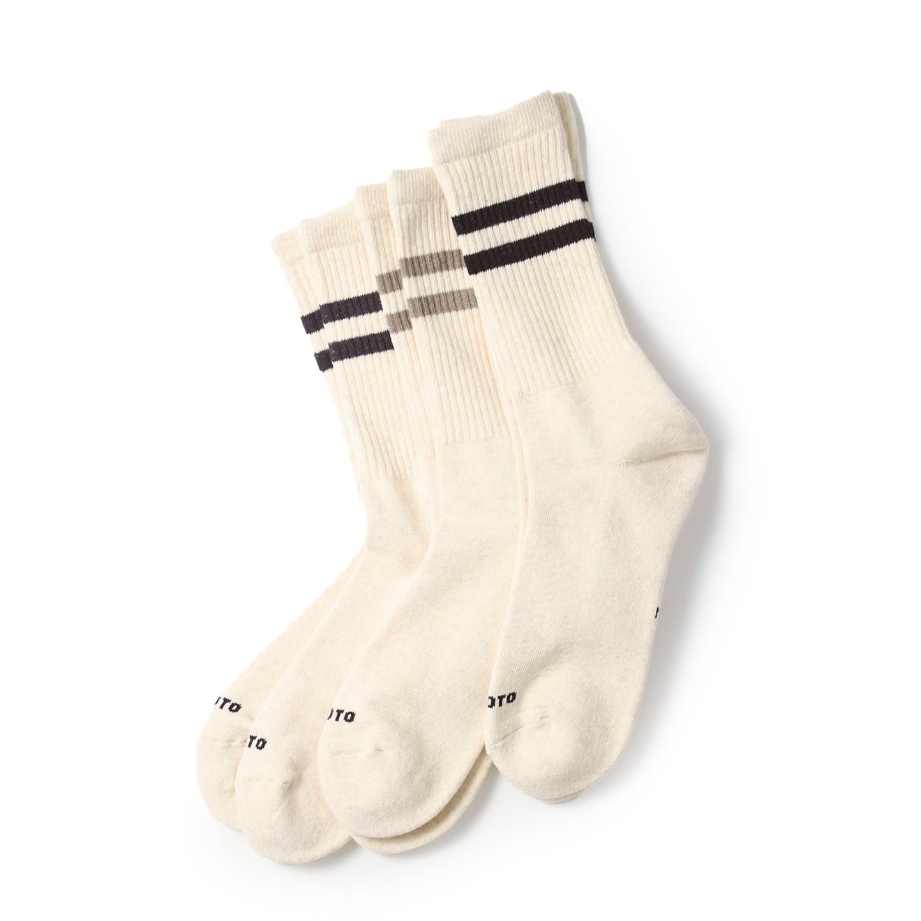 Rototo Classic Athletic 3 Pack Crew Socks Grey / Charcoal / Black - pam pam