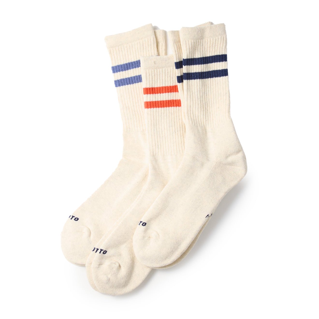 Rototo Classic Athletic 3 Pack Crew Socks Navy / Light Blue / Red - pam pam