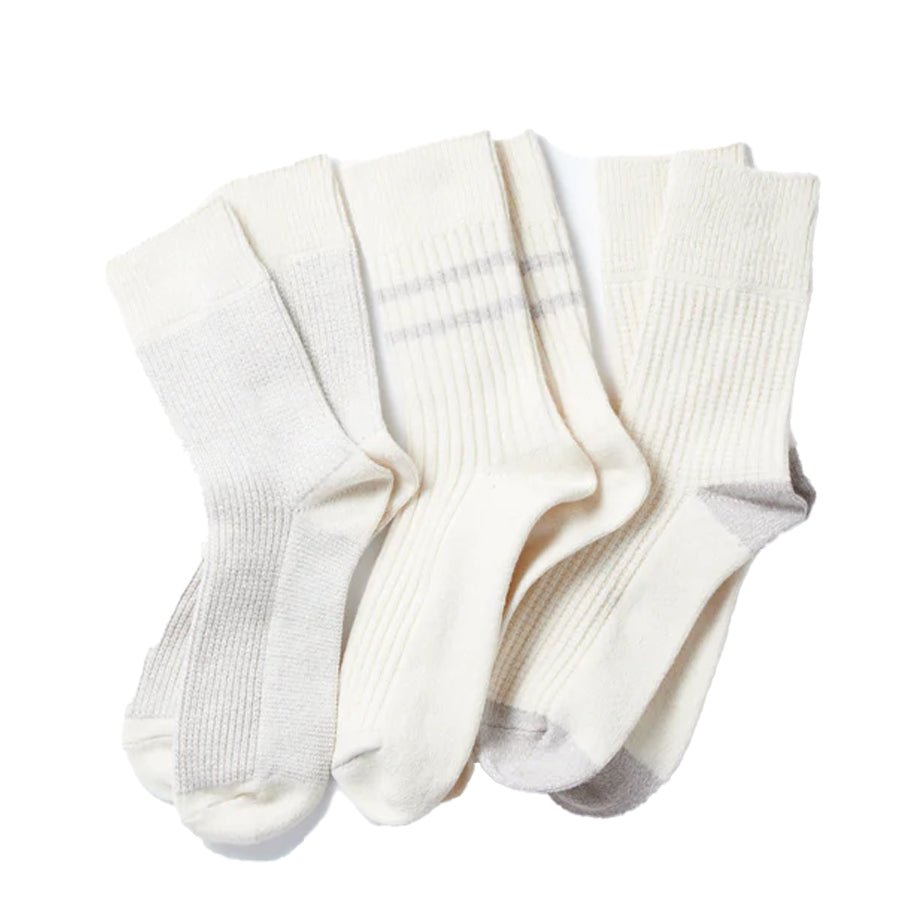 Rototo Recycle Cotton / Wool Daily 3 Pack Socks Off White / Gray - pam pam