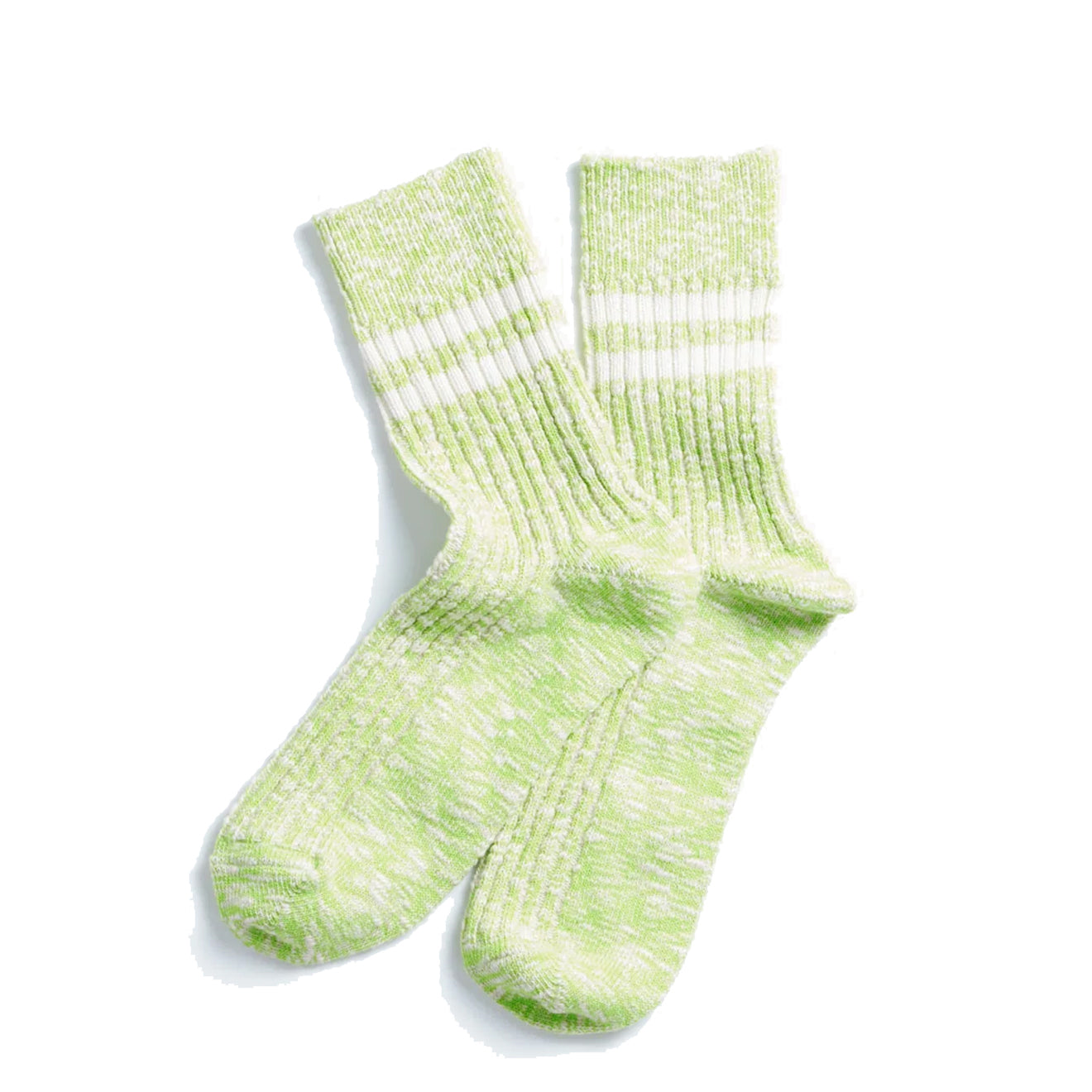 RoToTo Two Stripe Slub Sock Lime - pam pam