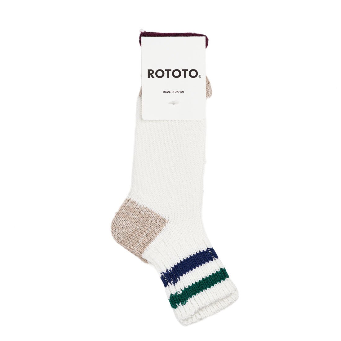 Rototo Two Stripe White / Green / Dark Blue - pam pam