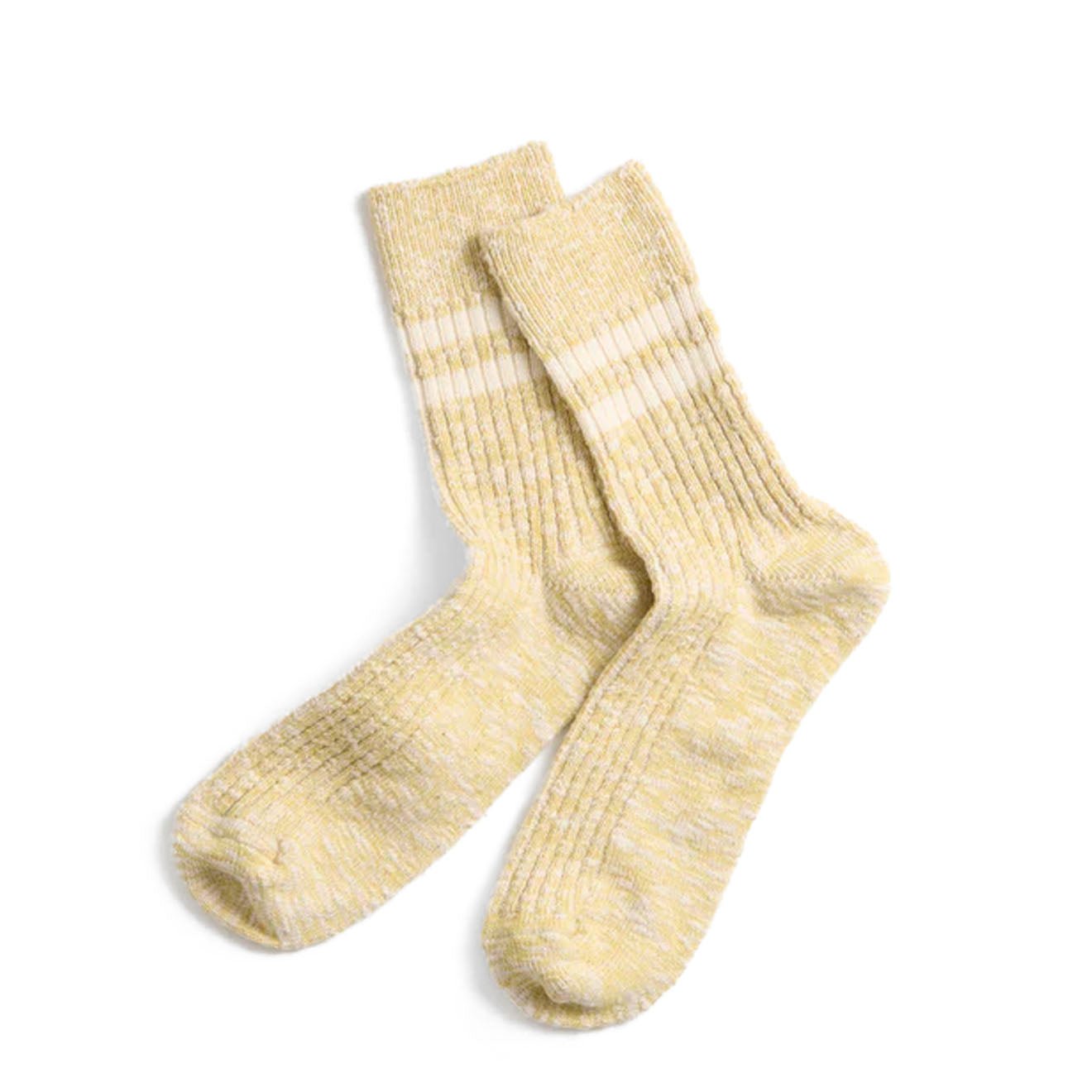 Rototo Womens Two Stripe Sock Light Yellow - pam pam