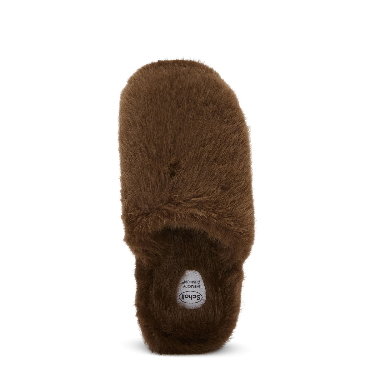 Scholl Womens Fluffy Mule Slippers Dark Brown