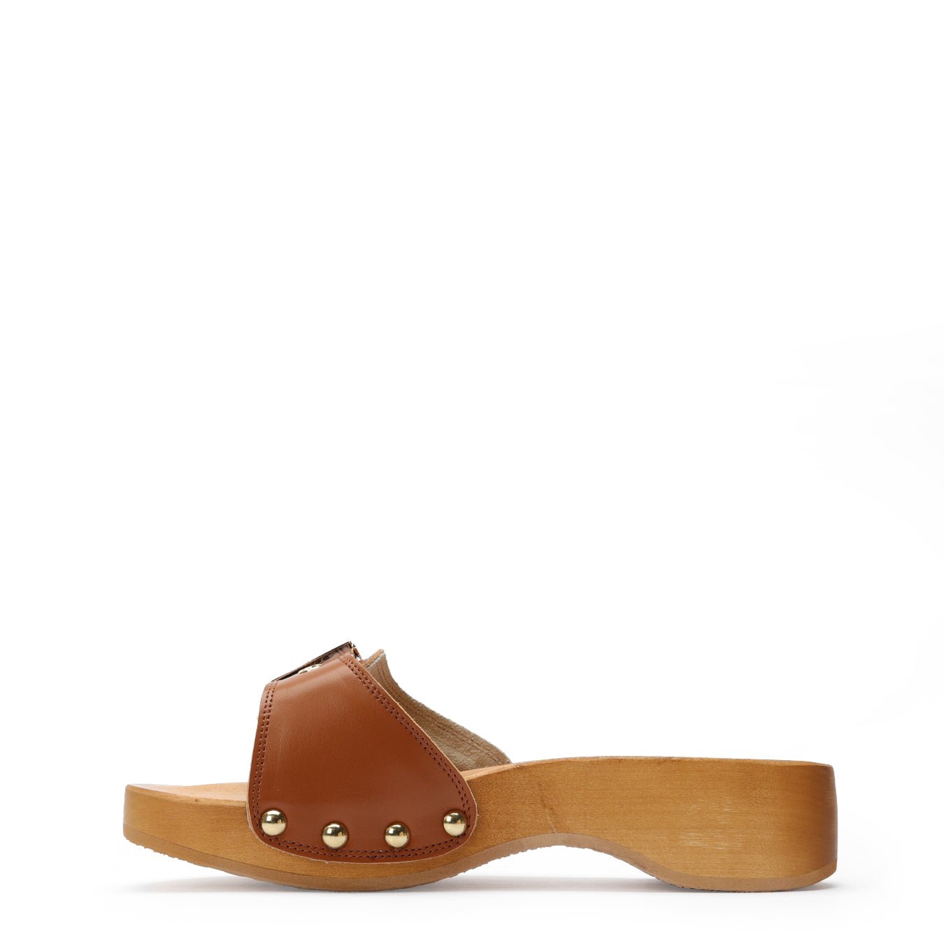 Scholl Womens Pescura Heel Wood Sandals Cognac
