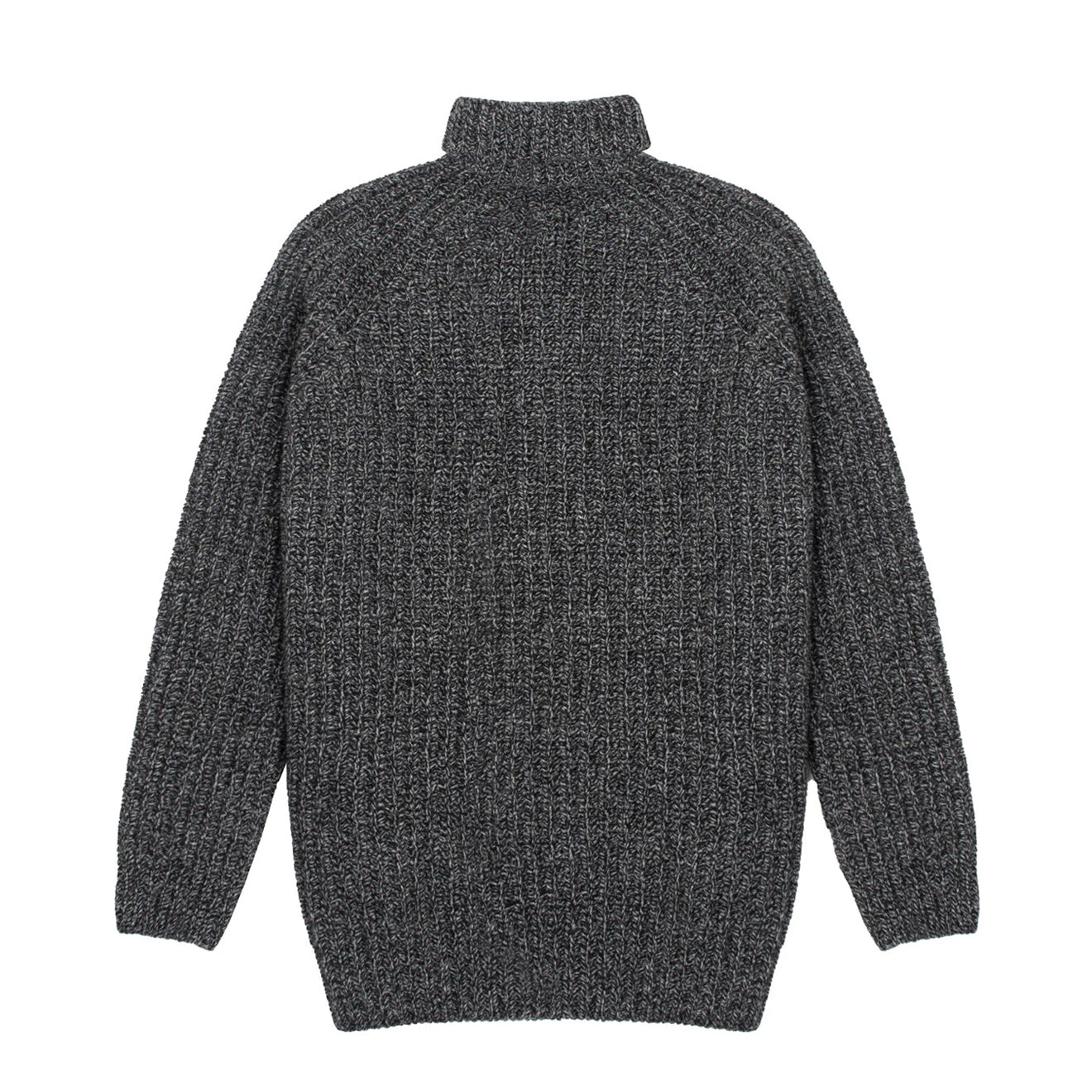 Sunspel Womens Chunky Roll Neck Jumper Black / Grey Twist