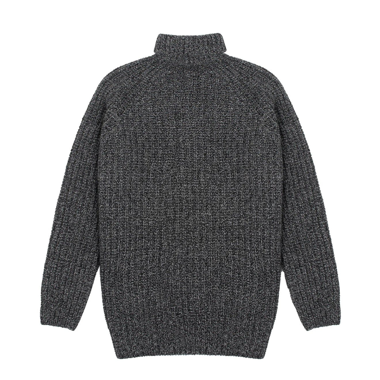 Sunspel Womens Chunky Roll Neck Jumper Black / Grey Twist - pam pam
