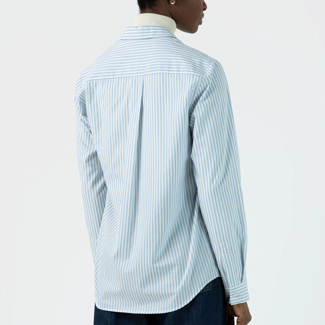 Sunspel Womens Classic Shirt Blue/Ecru Stripe - pam pam