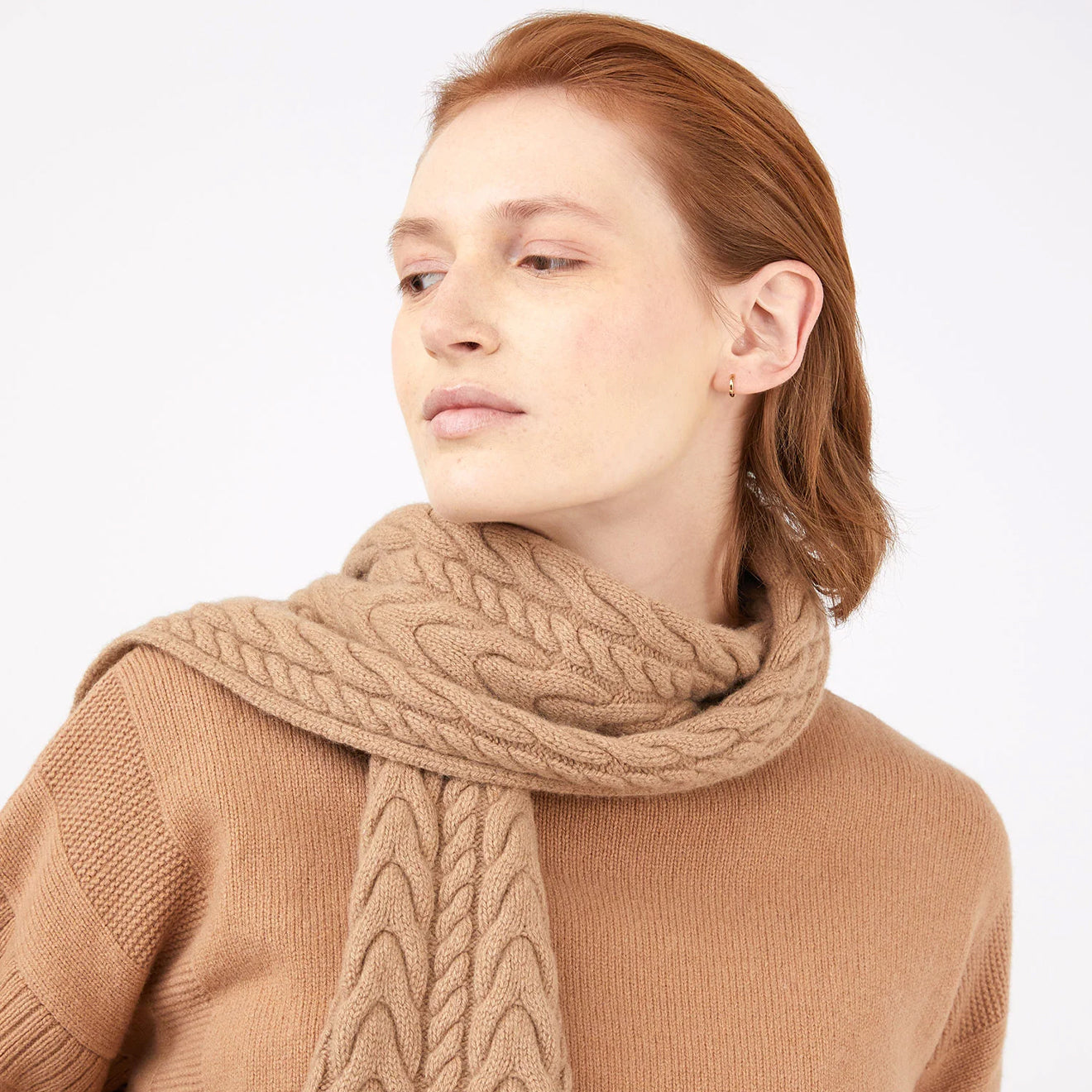 Sunspel Womens Fisherman Jumper Camel