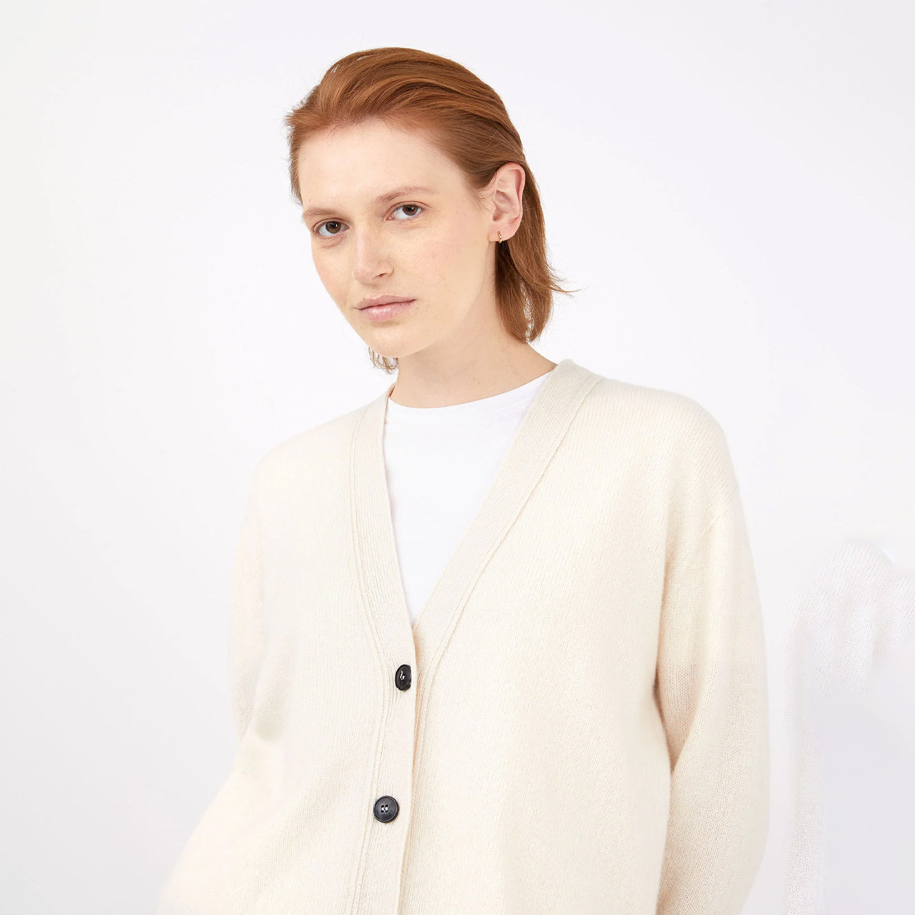 Sunspel Womens Lambswool Cardigan Ecru