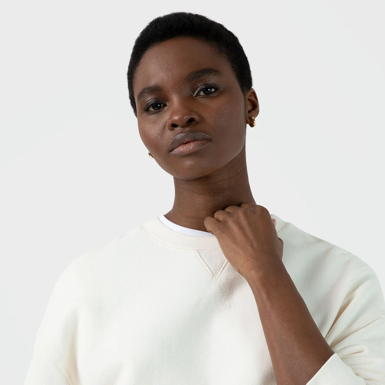 Sunspel Womens Loopback Sweatshirt Archive White