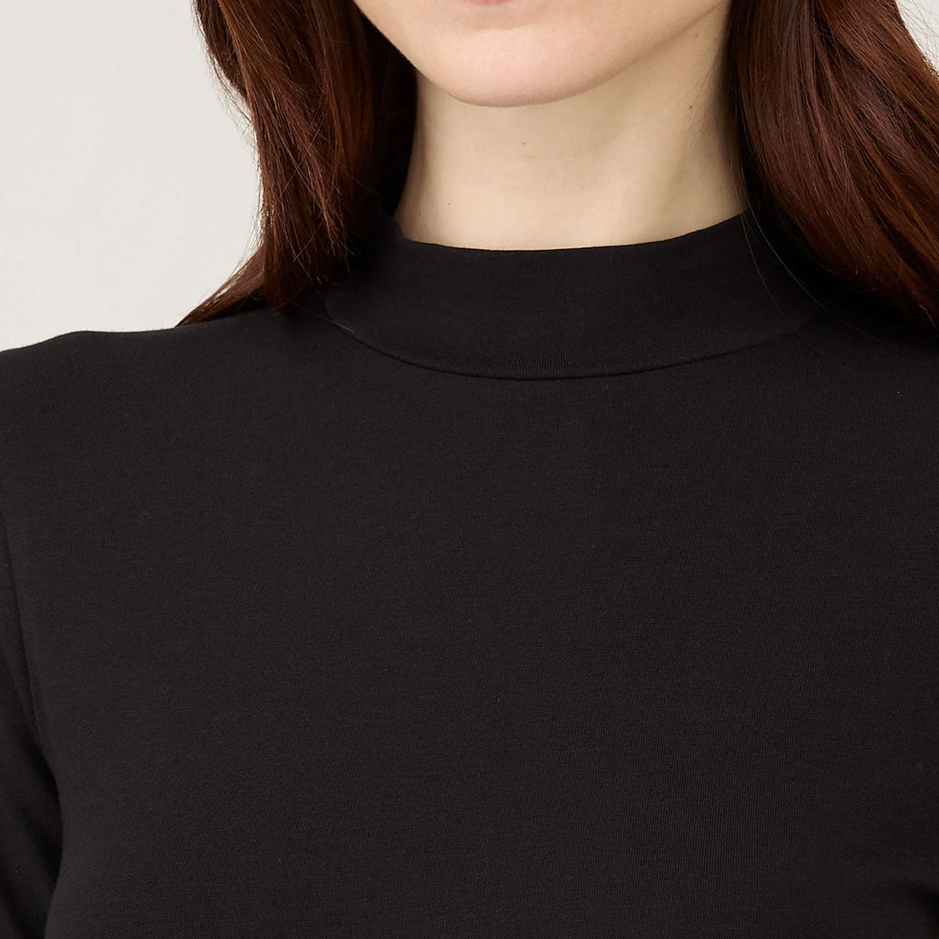 Sunspel Womens Mock Neck L/S Top Black - pam pam