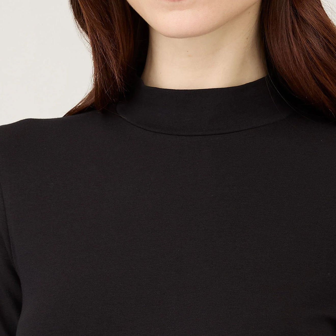 Sunspel Womens Mock Neck L/S Top Black - pam pam