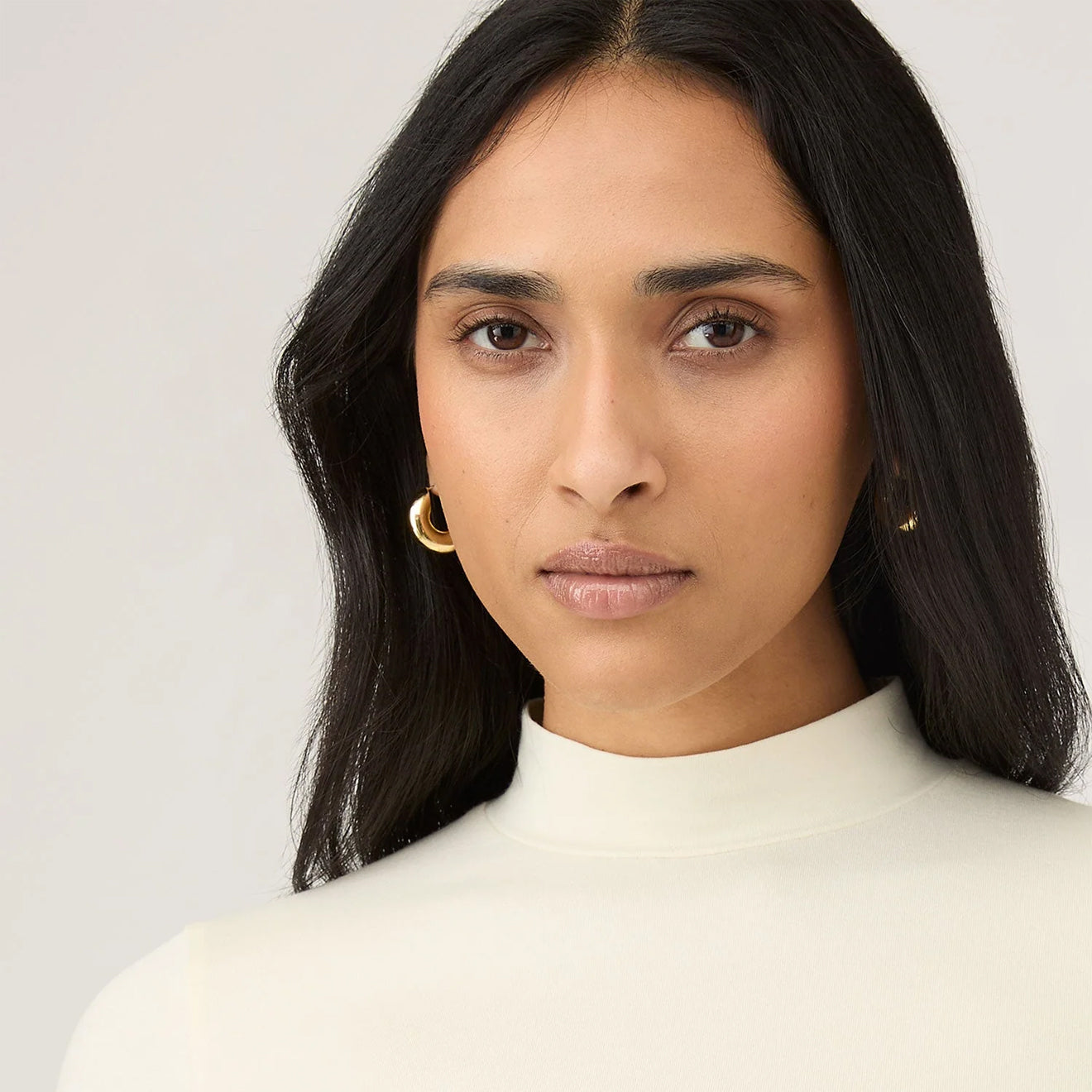 Sunspel Womens Mock Neck L/S Top Ecru - pam pam