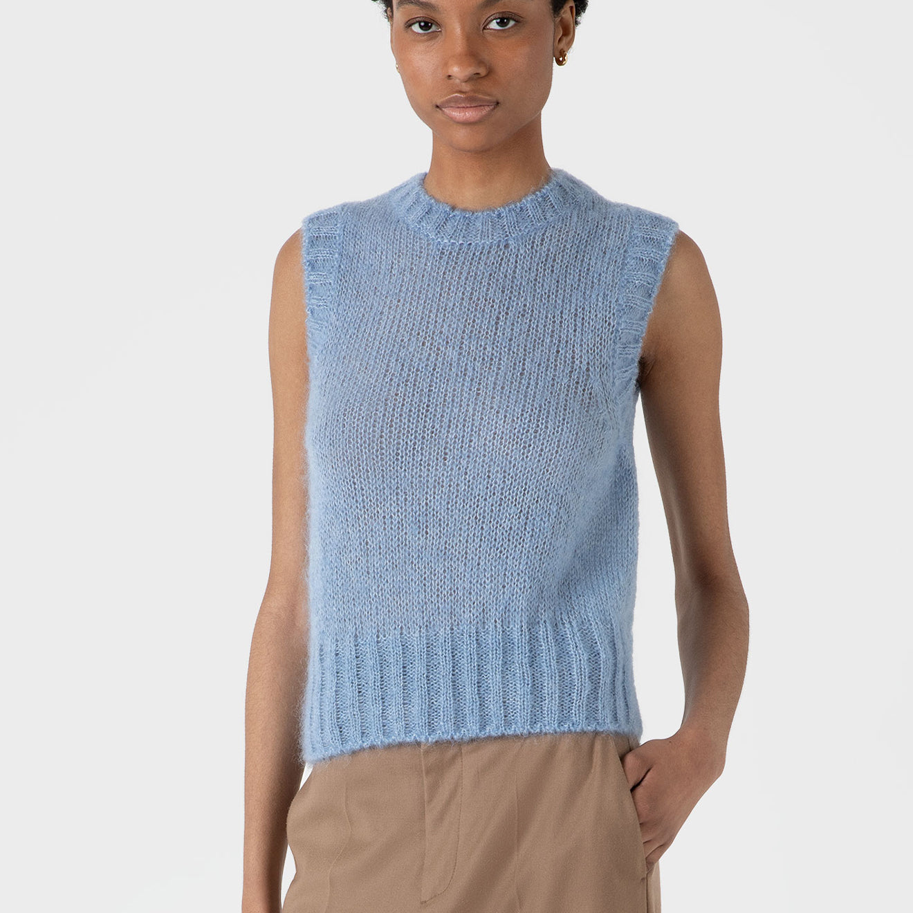 Sunspel Womens Mohair Vest Cornflower - pam pam