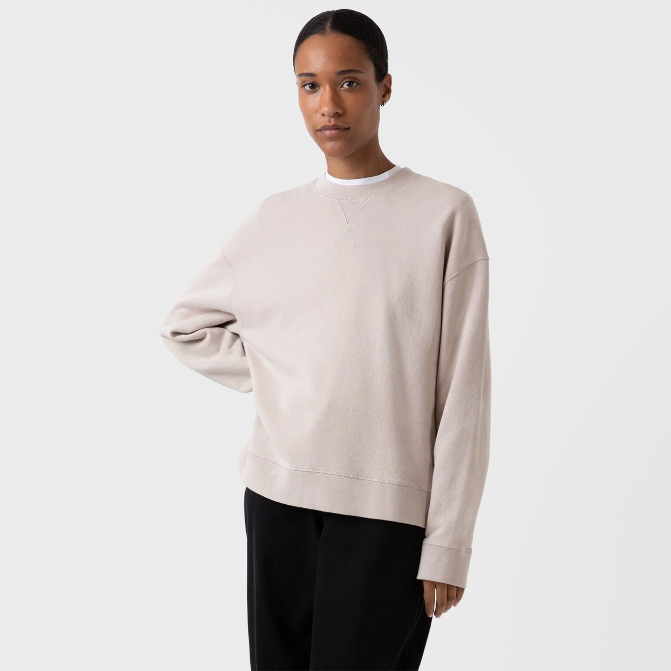 Sunspel Womens Sweatshirt Light Sand - pam pam