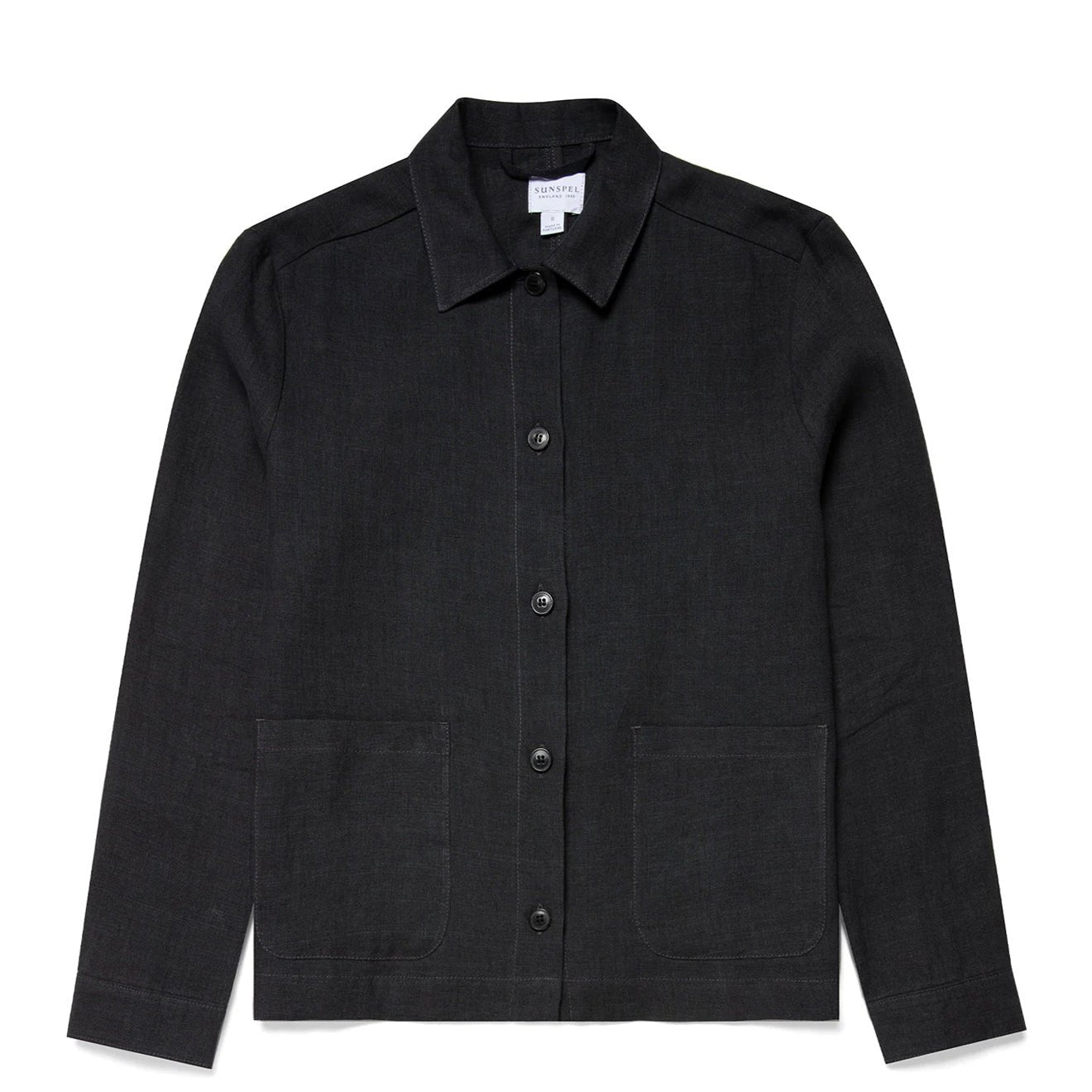Sunspel Womens Twin Pocket Jacket Black - pam pam