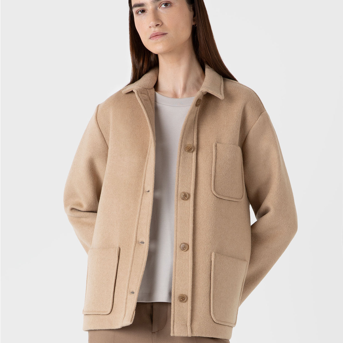 Sunspel Womens Twin Pocket Jacket Light Camel - pam pam