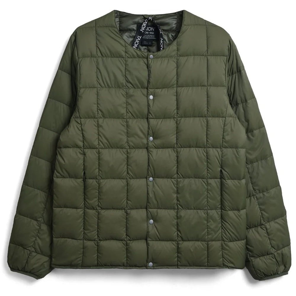 Taion Womens Crew Neck Down Jacket Dark Olive - pam pam