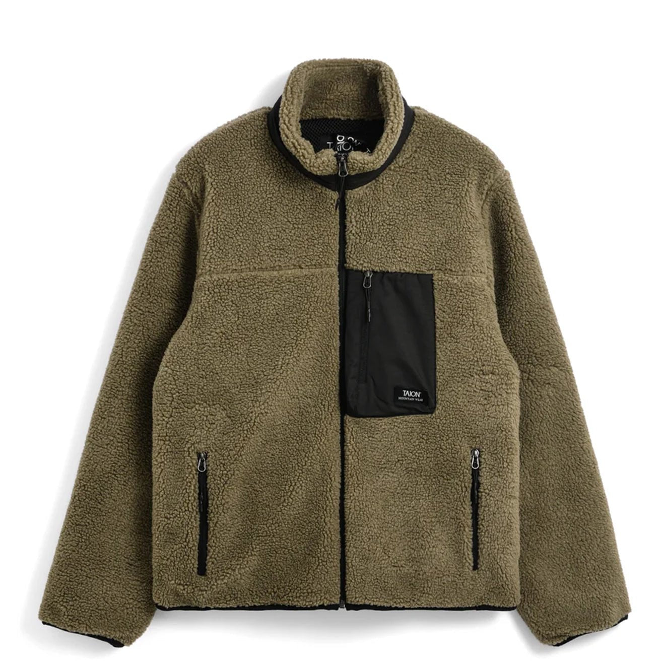 Taion Mountain W-Zip Boa Hi Neck Jacket Dark Beige / Black - pam pam